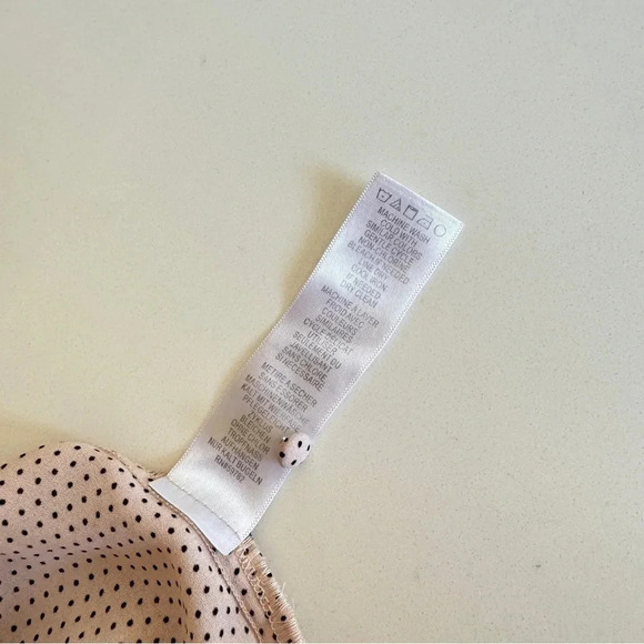 Adrianna Papell || Pink Polka Dot Satin Covered Button BlouseTop Small - Picture 7 of 11